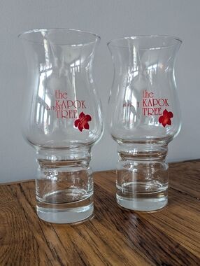 The Kapok Tree Hurricane Glasses - 1980s Vintage - Florida Tiki Bar - Set of Two